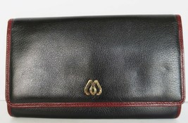 Vtg. Morabito Paris black leather woman&#39;s wallet with burgundy red accen... - $99.99