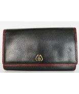 Vtg. Morabito Paris black leather woman&#39;s wallet with burgundy red accen... - $138.72 CAD