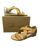 Vintage Havana Gold Suede Soft Chestnut Open Toe Sandals Women&#39;s Shoes Sz 9 - £23.15 GBP