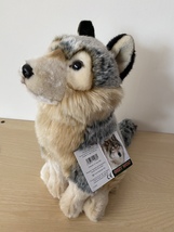 Grey Wolf 12&quot;  plushie gift wrapped or not, with/without an engraved tag - £31.45 GBP+