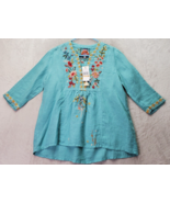 Johnny Was Blouse Women&#39;s Small Blue Taryn Floral Embroided Long Sleeve ... - £132.70 GBP