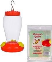 Plastic Hanging Hummingbird Feeder Set With Necter 4 Ounce - £7.13 GBP