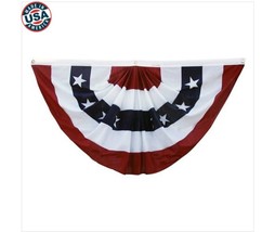 US Stars and Stripes 3ft x 6ft Printed Pleated Fan - US Made - £14.62 GBP