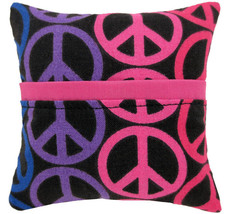 Tooth Fairy Pillow, Black, Peace Sign Print Fabric, Pink Bias Tape Trim,... - $4.95