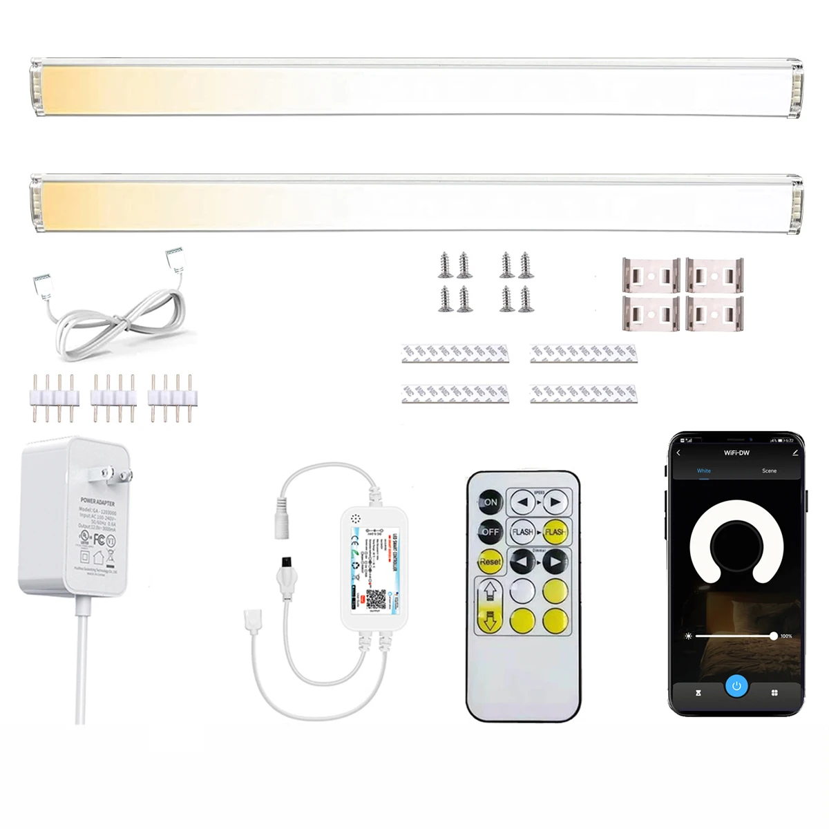 Tuya Wifi Smart Under Cabinet Lights DC12V CCT 3Color Dimmable Remote Control Ki - £142.11 GBP