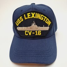 USS LEXINGTON CV-16 Patch Hat Baseball Cap Adjustable Navy Blue 100% Acrylic - £10.11 GBP