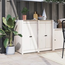 Outdoor Kitchen Cabinet White Solid Wood Pine - £154.75 GBP