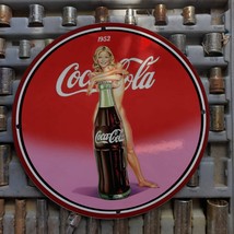 Vintage 1952 Coca Cola Carbonated Soft Drinks Porcelain Gas & Oil Metal Sign - £98.09 GBP