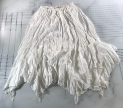 Luna Luz Skirt Womens Large White Elastic Waist Handkerchief Hem Lace Trim - £116.28 GBP