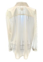 CHICO&#39;S Model Blend Button Down V-Neck Long Sleeve Blouse in Off White SIZE LG - £23.14 GBP