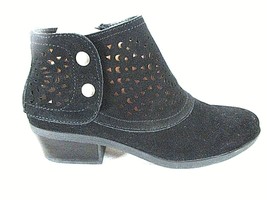 Baretraps Black Suede Booties Block Heel Zip Up Boots Shoes Womens 7 M (SW29)pmf - £18.87 GBP