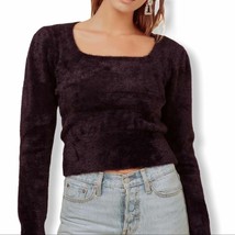 ASTR the label black fuzzy crop sweater XL new - £20.43 GBP
