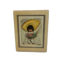 Vintage Ted DeGrazia 1964 The Flower Boy Plaque Art Free Stand Small - $13.69
