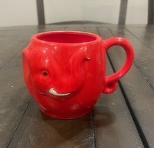 Vintage ELEPHANT Red Ceramic 3D Child Mug Cup Trunk Tusks - $14.84