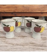 Vintage Otagiri Egg/Desert Cups Painted Apples Speckled  Stoneware 4 Pc ... - $31.92