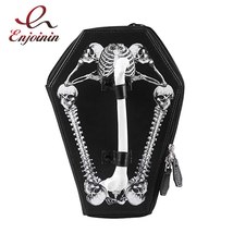 Fashion Black Pu Leather Shoulder Bag with Skull Coffin Casket Shaped Clutch wit - £56.20 GBP