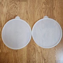 Tupperware Q Tab Replacement Lid Round Sheer 8&quot; 2578A-1 2578A-2 Lot Of 2 - £6.04 GBP