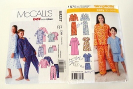 2 Children Sewing Patterns 1 Unused McCall&#39;s &amp; 1 Used Simplicity - Pajamas - £3.94 GBP