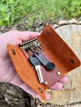 Personalized Leather Keychain Wallet. Custom Key Holder Pouch Wallet for... - $35.00