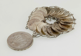 1920&#39;s-40&#39;s Mexico Silver (720) 20 Centavos Coin Bracelet &amp; Un Peso Charm - £252.76 GBP
