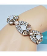 Clear Glass &amp; Lucite Rhinestone Gold Tone Fashion Stretch Bracelet - $16.95