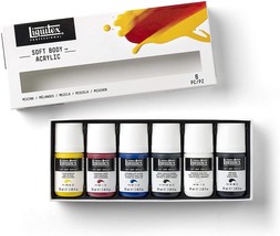 LIQUITEX Soft Body Acrylic paint Mixing 6 x 59ml Soft Body Tubes - $54.99