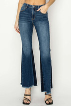 RISEN Full Size High Rise Side Shadow Seam Detail Slit Flare Jeans - £48.56 GBP