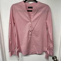 Ivanka Trump Pink Striped Long Sleeve Popover Button Up Shirt Womens Size Small - £7.82 GBP