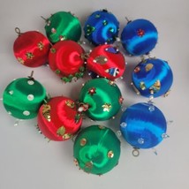 Vintage Bead Sequin Push Pin Silk Ornaments Lot Of 12 - £11.83 GBP