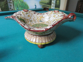 CHINESE OVAL CENTERPIECE FOOTED BOWL INTENTIONAL CRACKING OLD LOOKING ST... - £155.34 GBP