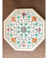 24&quot; Coffee table Top in White Marble Inlay Art, Indian Inlay Art Table Top - $2,490.68 CAD