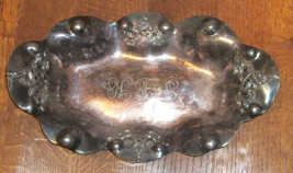 c1910 Apollo Silver Plate Dish Tray Old Us Patent Fleur De Lis Reticulate Pierce - £20.29 GBP