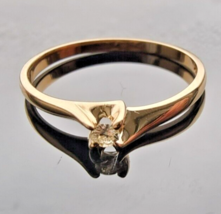 Dainty 14K Yellow Gold .10CT White Spinel Ring Size 5.75 - $197.01