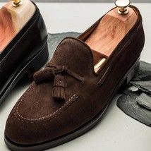 2021 New Men Shoes Fashion Casual Business Formal Wear Dark Brown Suede Classic  - £61.67 GBP
