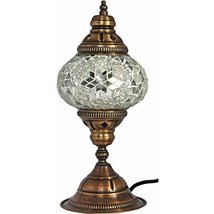 Table Lamp, Mosaic Lamps, White Glass, Moroccan Lanterns, Turkish Lamp, Bedside  - £49.08 GBP