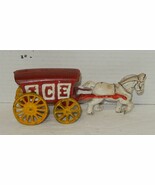 1975 Chadwick Cast Iron Red Ice Wagon White Horse Drawn Cart Carriage Toy - $101.80 CAD