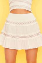 Waist Smocking Ruffle And Shirring Mini Skirt - $51.00