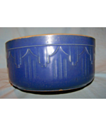 Blue Stoneware Ruckles Unmarked Bowl w/Art Deco Drape-3 3/4 inches tall - $748.80 MXN