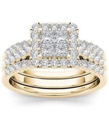 Princess VVS1 Diamond 2.25Ct Silver 925 Engagement Ring Set 14K Gold Fn ... - $114.11