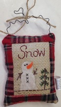 Gerson Christmas Ornament Plush Burlap Plaid Snow Snowman and Tree New - $10.84