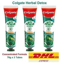 3 x Colgate Herbal Detox Concentrated Formula Toothpaste Citrus Mint 76g - £26.45 GBP