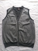 Black Brown Mens Button Down Vest  Light Gray Merino Wool Made in ITALY ... - £22.07 GBP