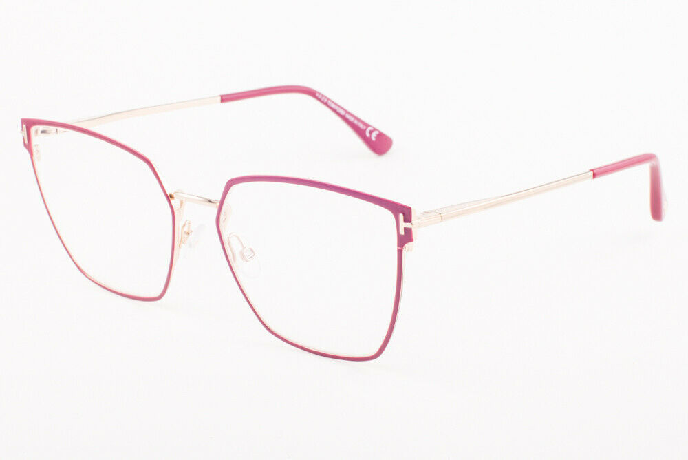 Tom Ford 5574-B 069 Burgundy Gold / Blue Block Eyeglasses TF5574 069 55mm