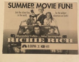 Richie Rich Movie Print Ad Vintage Macaulay Culkin John Larroquette TPA2 - £4.66 GBP