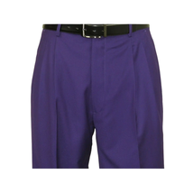 Mens Apollo King Banded Collarless suit Chinese Mandarin Wide leg AG95 Purple image 10