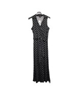 Nina Leonard Jumpsuit Womens XL Black Polka Dot Faux Wrap Jersey Knit Cr... - $52.09 CAD