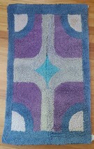 Vintage Handmade Area Rug Heavy Blue Purple Retro 21 1/2&quot; X 36&quot; Rectangle - $28.00