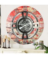 ENGLAND LINE WALL CLOCK ROUND 24 INCH RED LAVA - $169.99