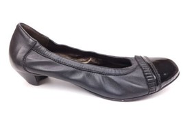 AGL Attilio Giusti Leombruni Black Ballet Cap Toe Heels Ruffle Sz 36 US 6 - $49.45