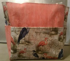 Cranes Flamingos Compass Bird Beach Sand Animal Purse/Project Bag Handmade 12x12 - £29.20 GBP
